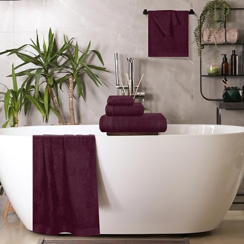 Ultra Soft Cotton Towel Set 6 Pack - Burgundy
