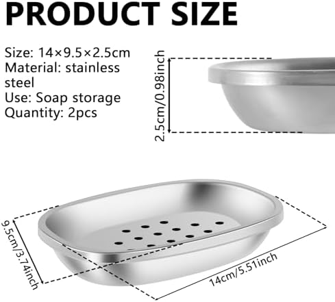 2Pcs Draining Soap Dishes Stainless Steel Holder for Bathroom Double Layer Design