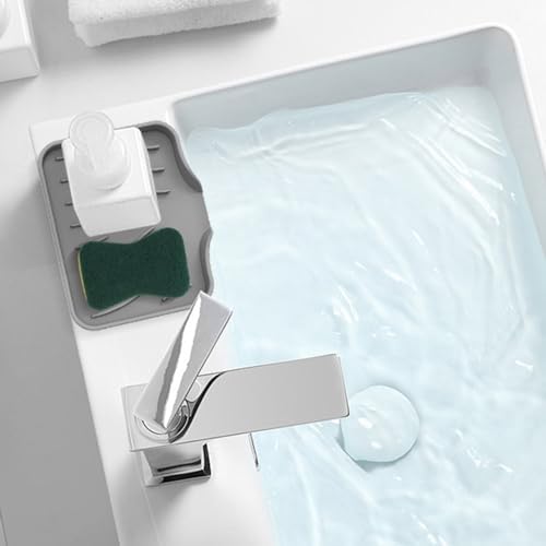 Silicone Soap Box Self Draining Rectangular Holder for Bathroom Kitchen Hotel Home
