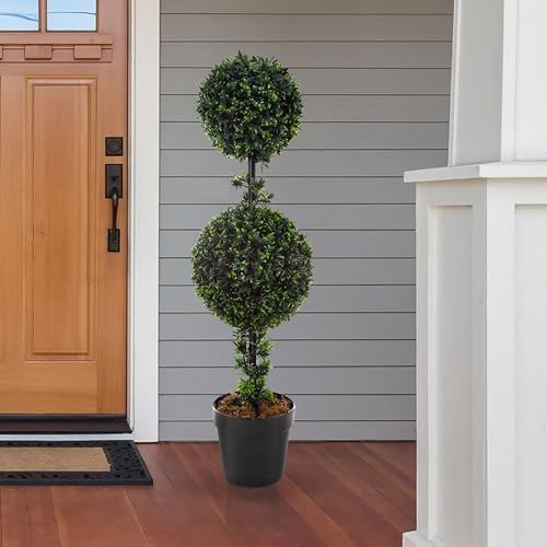 Artificial Topiary Tree - 36 Inch Double Ball Faux Plant