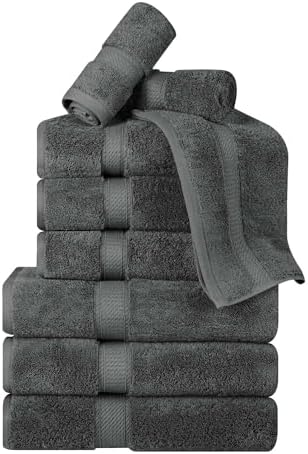 SUPERIOR Egyptian Cotton Pile 9-Piece Towel Set in Charcoal