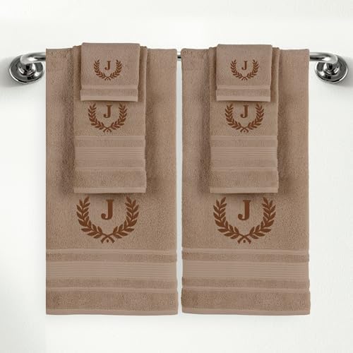 Ephesos Personalized Brown Towel Set - 6 Piece Monogrammed