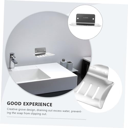 HOLIDYOYO Soap Dish Holder Wall Mount Rustproof Silver for Bathroom 1