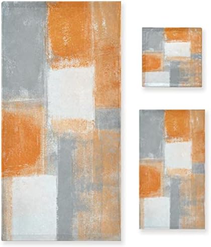 PATINISA Orange Grey Bath Towel Set of 3 1