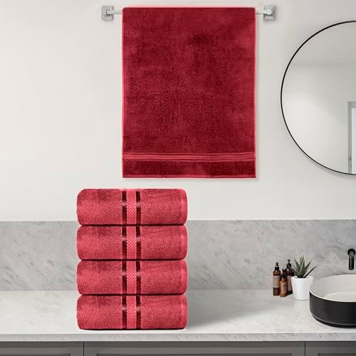 Dewall Maisons 4-Piece Dark Red Bath Towel Set