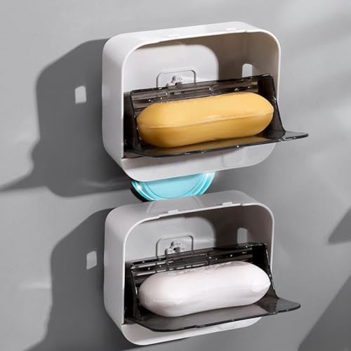 Wall-Mounted Soap Box with Lid and Suction Cup