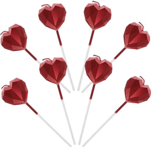 PRETYZOOM Birthday Cake Heart Candles 8 Pack Decor Set 1