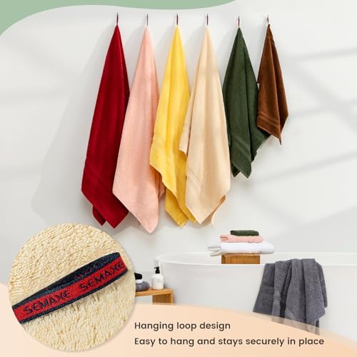 SEMAXE Solid 6-Piece Towel Set - 100 Cotton 600 GSM Beige