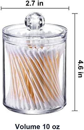 Wellinc Q-tip Holder Dispenser 10 oz Clear Plastic Jar Set