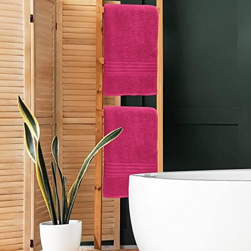BOUTIQUO 100 Cotton Bath Towel Set 28x55 Hot Pink