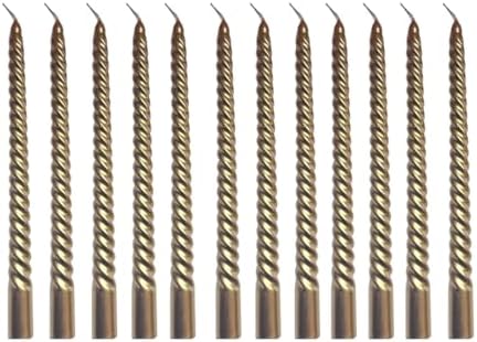 Gold Taper Candles 98 Tall 12 pcs Festive Oil Infused