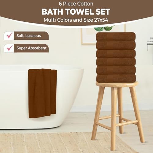 KAHAF Collection Pack of 6 Bath Towels 27 x 54 Inches