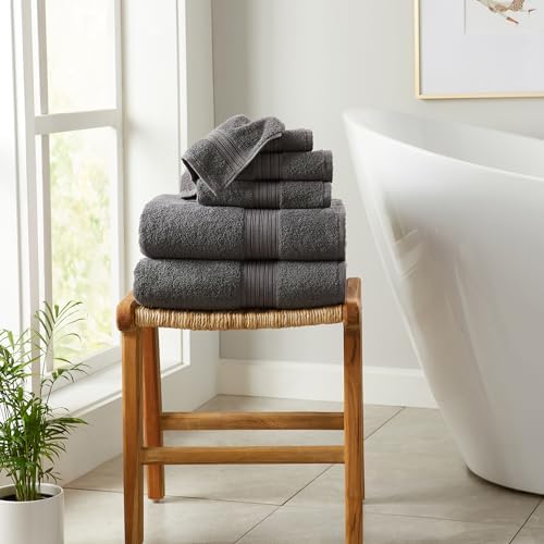 Great Bay Home Grey Bath Towel Set 6 Piece