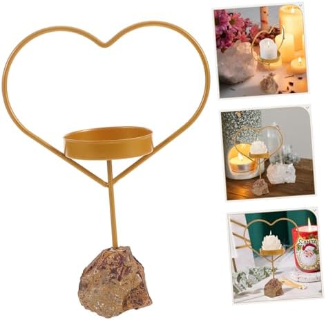 Ciieeo Heart Shaped Crystal Candle Holder with Iron Base 1