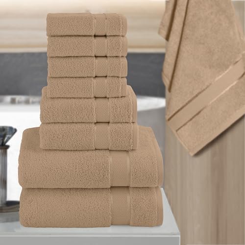 Elegant Comfort Premium Cotton 8-Piece Towel Set in Taupe