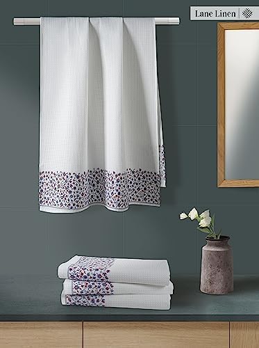 Lane Linen 4-Piece Waffle Towel Set - 28x54 White Bath Towels