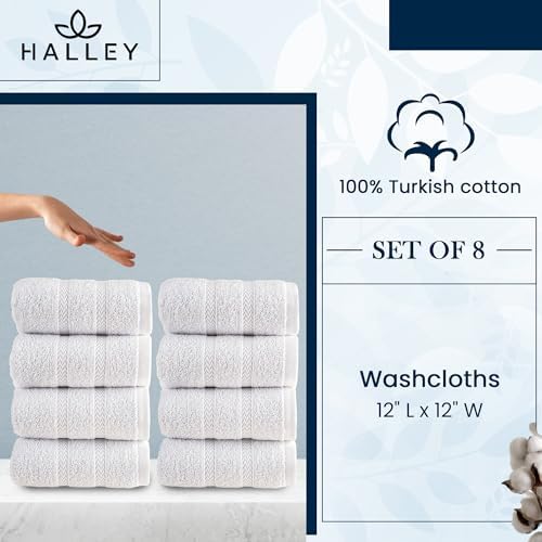HALLEY Turkish 8 Pack Premium Bath Towels Set