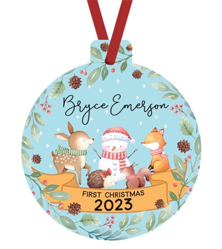 2023 Woodland Animals First Christmas Baby Ornament 1