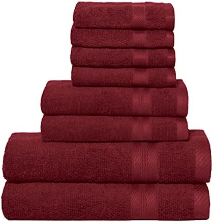 BOUTIQUO 8 Piece Towel Set - Ultra Soft Hotel Spa Quality Burgundy