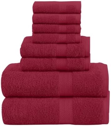 QUBA LINEN 8-Piece Towel Set Burgundy