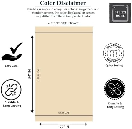 Belizzi Home 4 Pack Bath Towels 27x54 Hotel Spa Quality