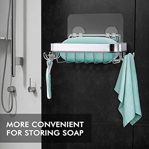 Senmubery 2Pcs Shower Wall Soap Dish Holder with Hooks 1