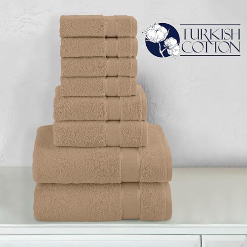 Elegant Comfort Premium Cotton 8-Piece Towel Set in Taupe