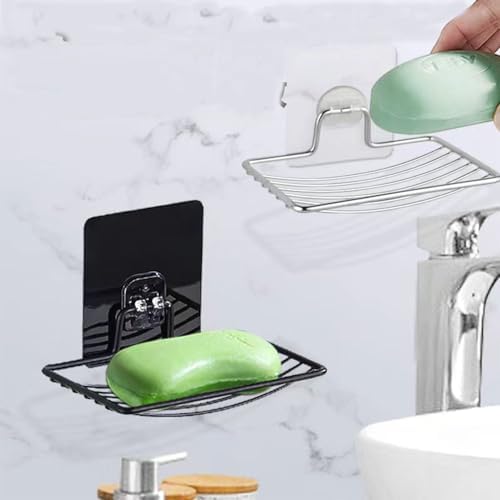 QIVANLIFE Soap Dish Holder Adhesive 304 Stainless Steel Wall Mounted 1 Piece Silver