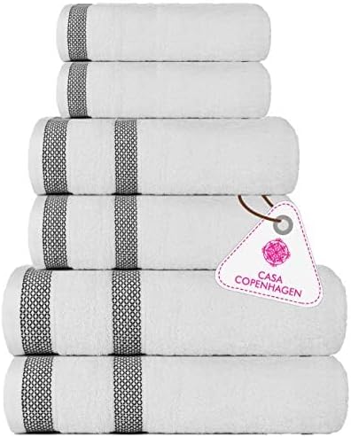 CASA COPENHAGEN Solitaire 6 Piece Towel Set - White
