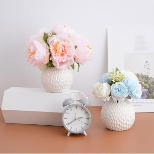 Fake Hydrangea Artificial Flowers with Ceramic Vase 1