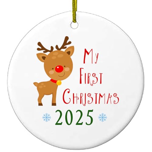 My First Christmas Ornament 2025 3 Ceramic Reindeer Keepsake