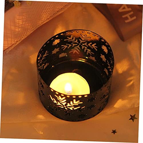 Retro Christmas Decor Iron Candle Holder Snowflake Pen Stand