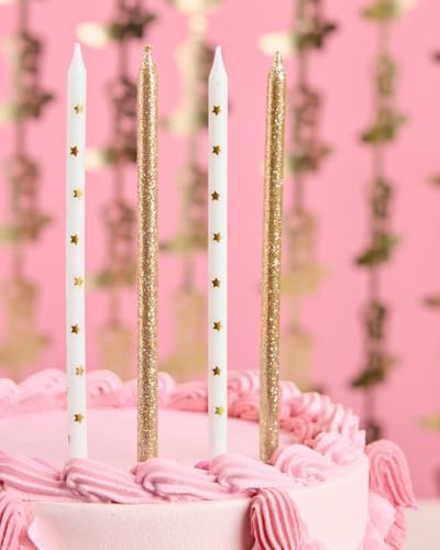Xo Fetti Gold Glitter Star Cake Candles - 10 Pcs
