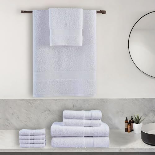 EuroSpa 100 Cotton 6-Piece Towel Set - Ultra Soft 650 GSM White Towels