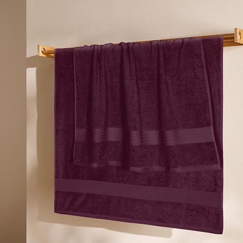 GLAMBURG Premium Cotton 4 Pack Bath Towel Set - Burgundy