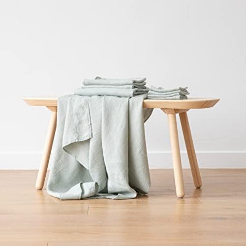 LinenMe Linen Towel Set Waffle Sea Foam 1