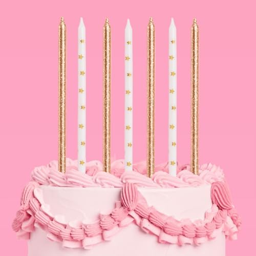 Xo Fetti Gold Glitter Star Cake Candles - 10 Pcs
