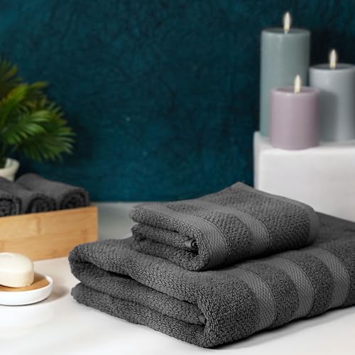 COTTON CRAFT Popcorn Towel Set - 10 Piece Charcoal Grey 1