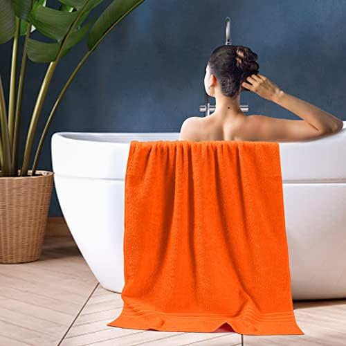 BOUTIQUO 2 Pack 28x55 Cotton Bath Towels Orange