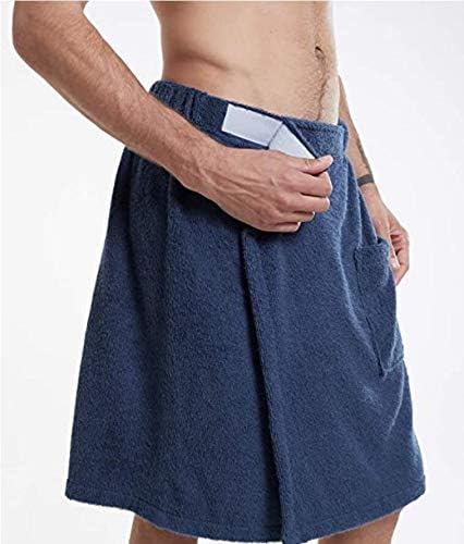 Mens Soft Coral Fleece Bath Towel Wrap Adjustable Waist Red