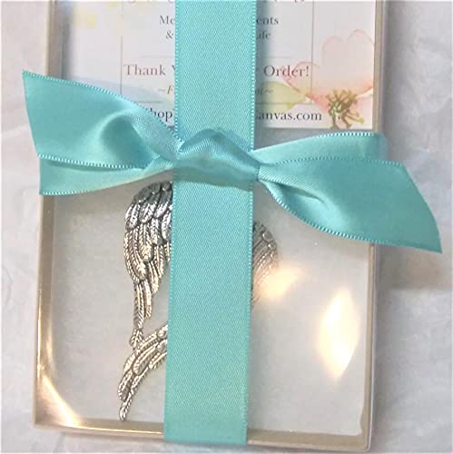 Baby Boy Memorial Angel Wings with Light Blue Bead
