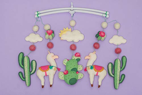Handmade Felt Llama Mobile Boho Cactus Crib Decor