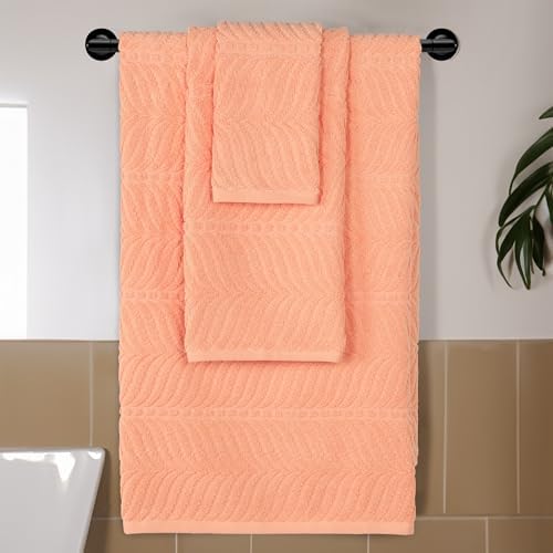 Superior Cotton Chevron 3-Piece Towel Set - Peach
