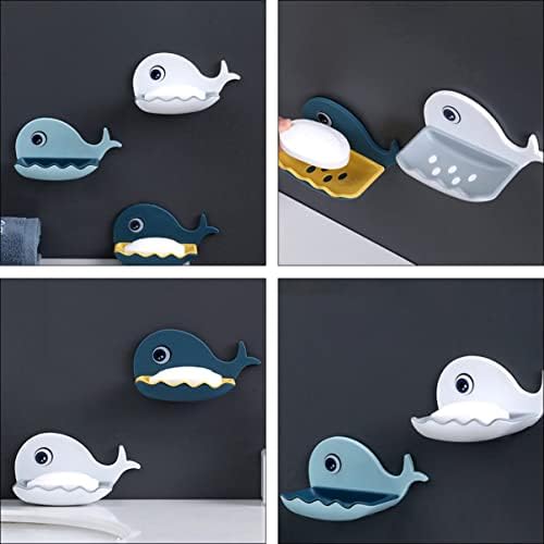 Modern Whale-Shaped Wall Soap Holder with Adhesive Base