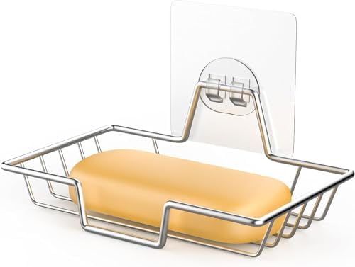 AKOAK 1 Pack Wall-Mounted Soap Dish Holder - Silver