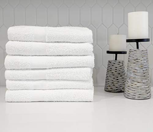 Pacific Linens Lightweight Thin Bath Towel Set - 6 White
