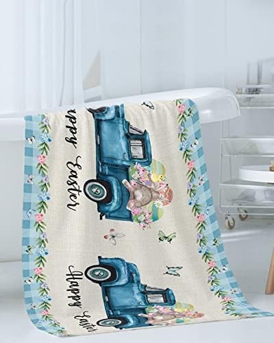3 Piece Luxury Bath Towel Set with Easter Bunny Pattern