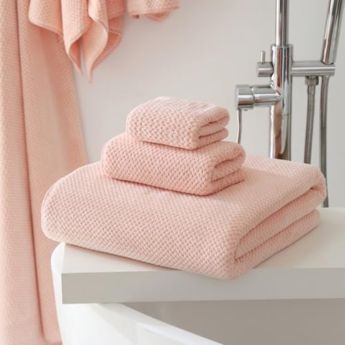 Akzpe 30x60 Inch Large Bath Towel Set 6PCS Microfiber Luxury Towels Pink