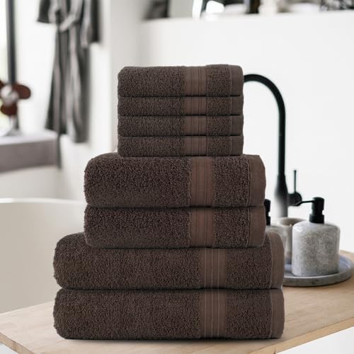 Textila 8-Piece Towel Set - Chocolate Brown 1