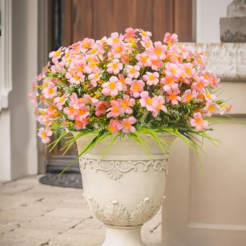 36pcs Mixed Pink Artificial Plants for Outdoor Decor